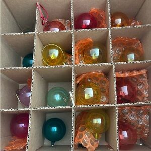 Set of 64 Colorful Glass Christmas Ornaments